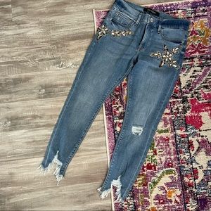 Express ankle jeans with embroidery